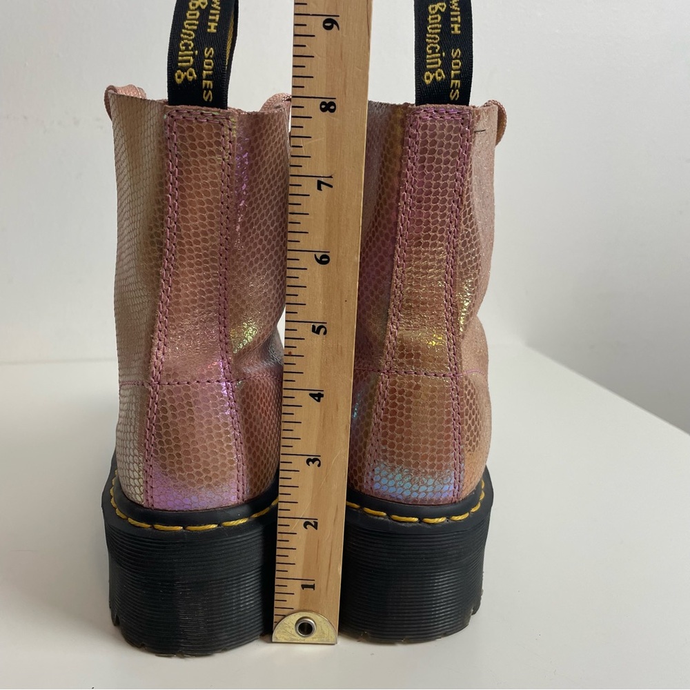 Dr Martens Molly Pink Iridescent Leather Platform Boots Women’s US 7 / EU 38 - Picture 7 of 16